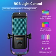 TONOR Xbox Microphone, RGB Condenser Streaming Mic with 30H Battery Life, Low Noise, Monitoring, Gain Control, One Tap Mute, Fast Charging, Compatible with Capture Card TCX3