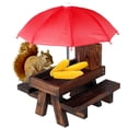 thumbnail image 1 of Muyoka Kyoffiie Comedero para animales al aire libre Mesa de picnic de ardilla de madera con dos bancos gruesos Estación de alimentación de ardilla de madera sin rebabas Comedero de mesa de ardilla co Muyoka Hogar, 1 of 7