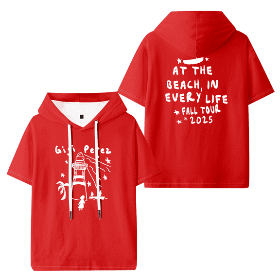 Gigi Perez At The Beach In Every Life Tour Hooded T-shirt Women Men Short Sleeve Tee Casual Fashion Tops