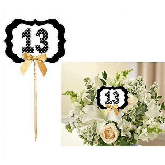 13th Birthday / Anniversary Table Decoration Party Centerpiece Pick - Set of 6