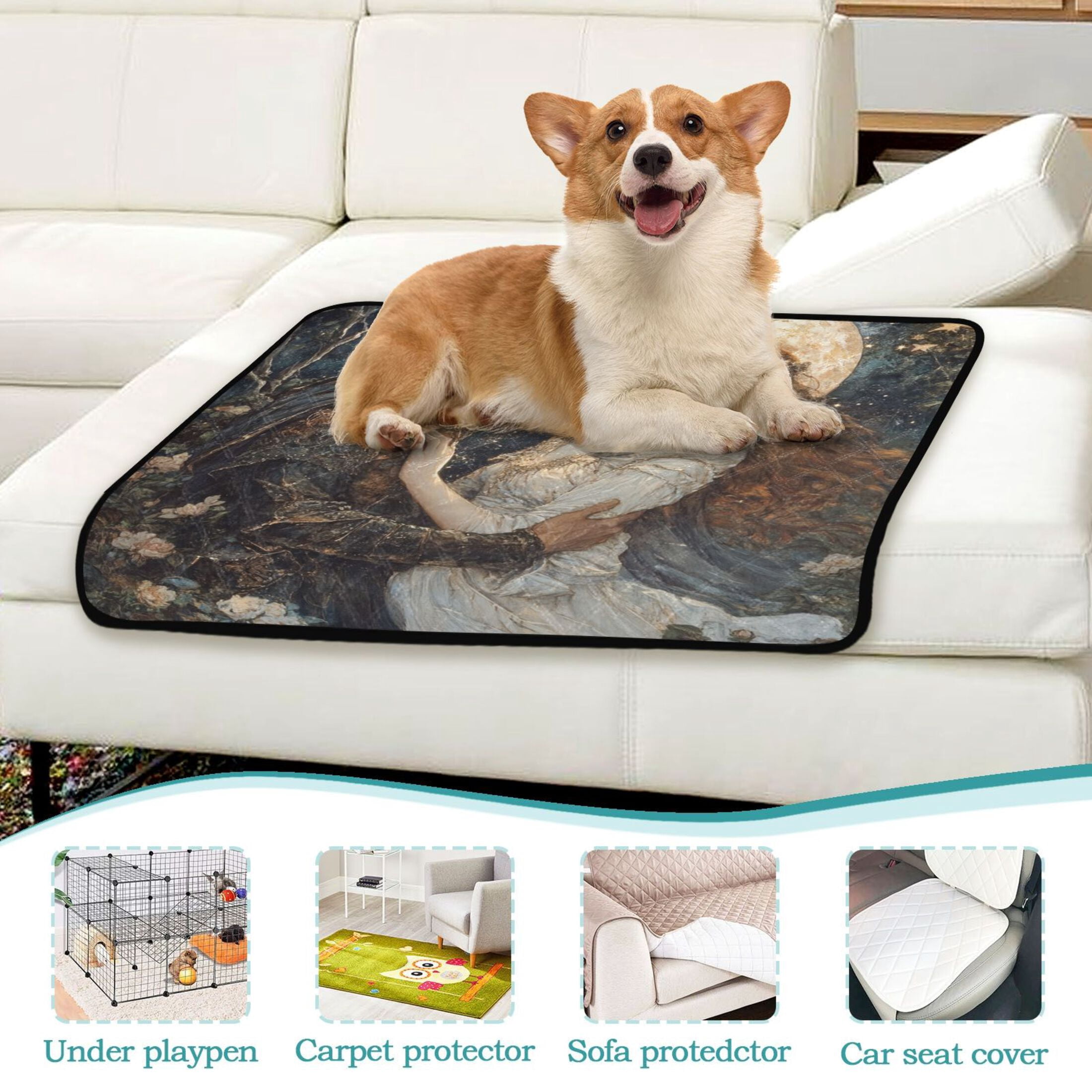 Qxltty Romantic Dating Cat litter Pads Pet Set of 3 Diaper Mats Center Anti-leakage Layer Absorbent Soft and Comfortable