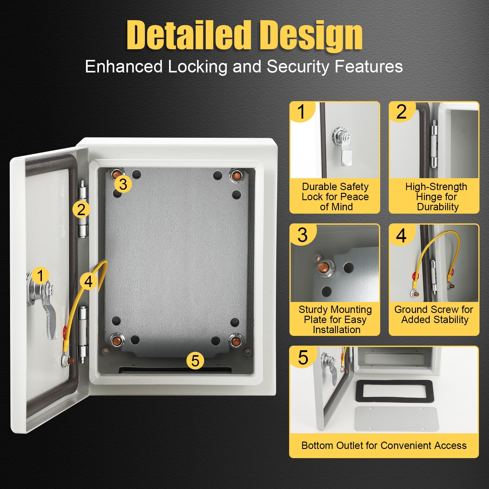 10-Gauge Steel Electrical Panel Box 18x14x8 Inch - 1.5mm Wall Thickness, Waterproof Metal Breaker Box for Indoor/Outdoor Use, UL Listed Electric Enclosure for Wiring Management