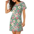 thumbnail image 2 of Naloa Rose Flowers Print Women Nightgowns,Womens Loungewear,Short Sleeve Sleepwear,Comfy Ladies Nightdress, 2 of 6
