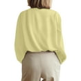 thumbnail image 5 of ManxiVoo Women's Casual Long Sleeve Button Down Shirt Solid Color Comfortable Everyday Wear Stylish Versatile Tops for Ladies XXL Size Yellow, 5 of 7