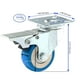 thumbnail image 2 of Ruedas Caster Wheels, paquete de 12 unidades, con placa giratoria de freno, poliuretano azul, de 2 a 5 pulgadas, 2 of 9