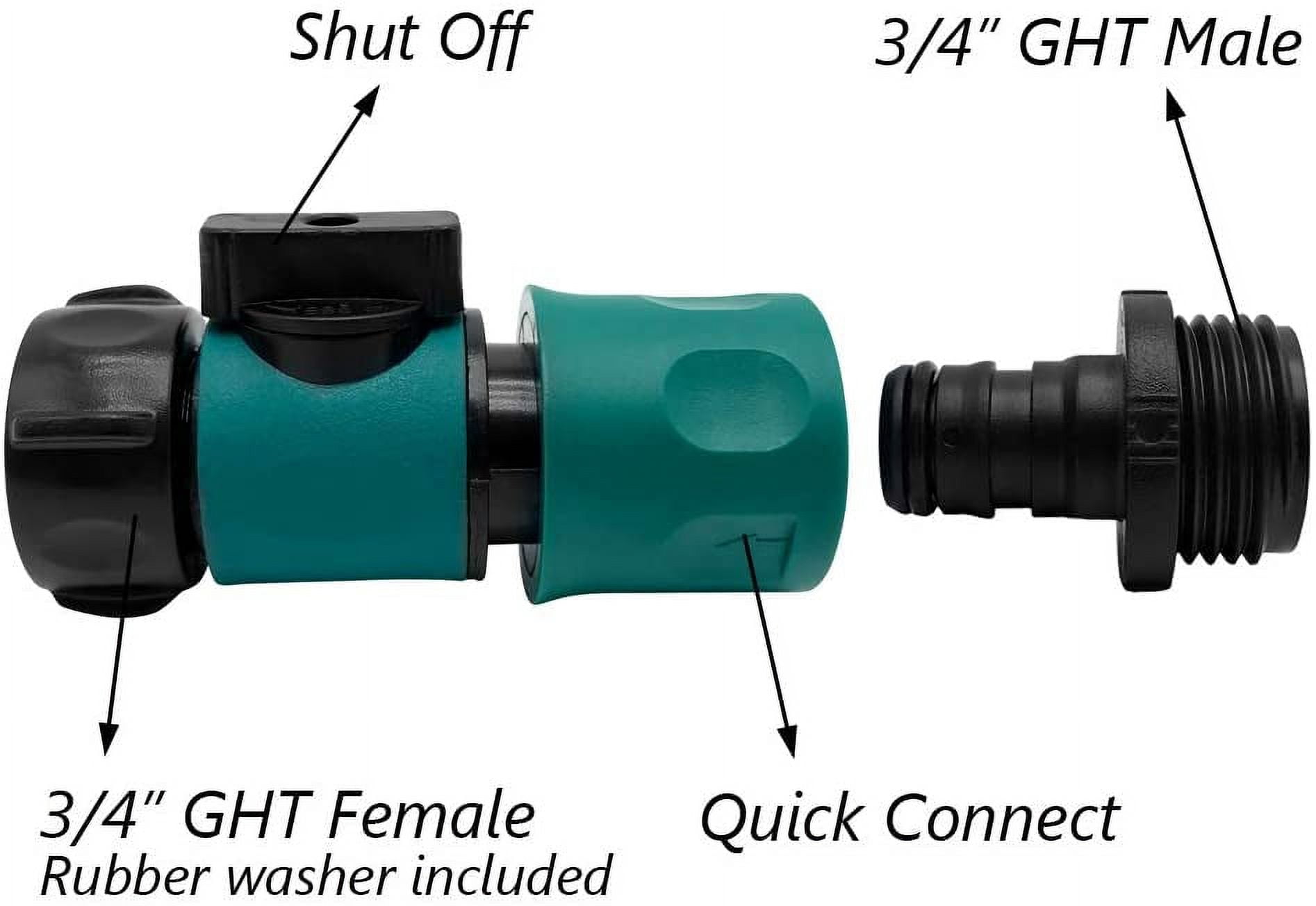Plastic Garden Hose Quick Connect with Shutoff Valve Set Male and Female, 3/4” Quick Connectors with Valve for Water Hose Coupling, Quick Release Kit Hose Fittings and Adapters (5 Sets/ 10 Pc)