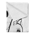 thumbnail image 2 of Alchemy Soft Flannel Fleece Throw Blanket, Sketch Graphic of Cats with Moons Clouds and Constellations, Cozy Plush for Indoor and Outdoor Use, 70" x 90", Charcoal Grey and White, by Ambesonne, 2 of 5