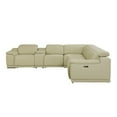 thumbnail image 3 of Beige Italian Leather Power Recline L Shape Six Piece Corner Sectional With Console, 3 of 5