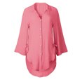 thumbnail image 3 of DuoJiaJ Loose Blouse Casual Button Ladies Long T Shirt Shirt Tops Dress Womens Women's Blouse Women's Work Shirts Pink XL, 3 of 5