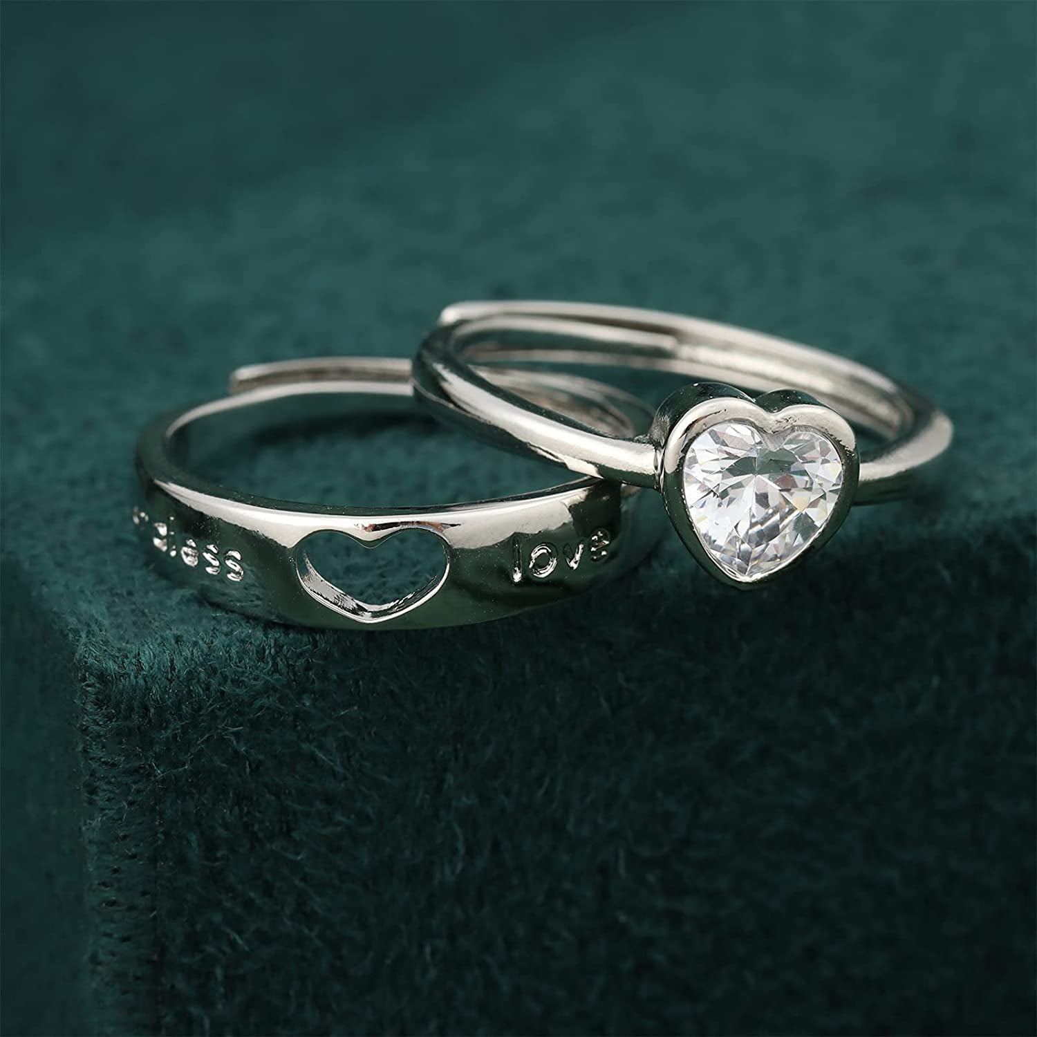 Matching Heart Rings Endless Love Couple Rings High Polished