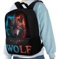 thumbnail image 4 of Uourmeti Wolf Pattern Design Daypack for Adults, 17 Inchs Durable Practical Large Capacity School Backpack for Work Travel, 4 of 6