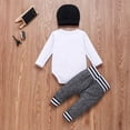 thumbnail image 4 of Springcmy 3Pcs Newborn Infant Baby Boy Little Brother Long Sleeve Romper Pant Beanie Hat Outfits Clothes, 4 of 7