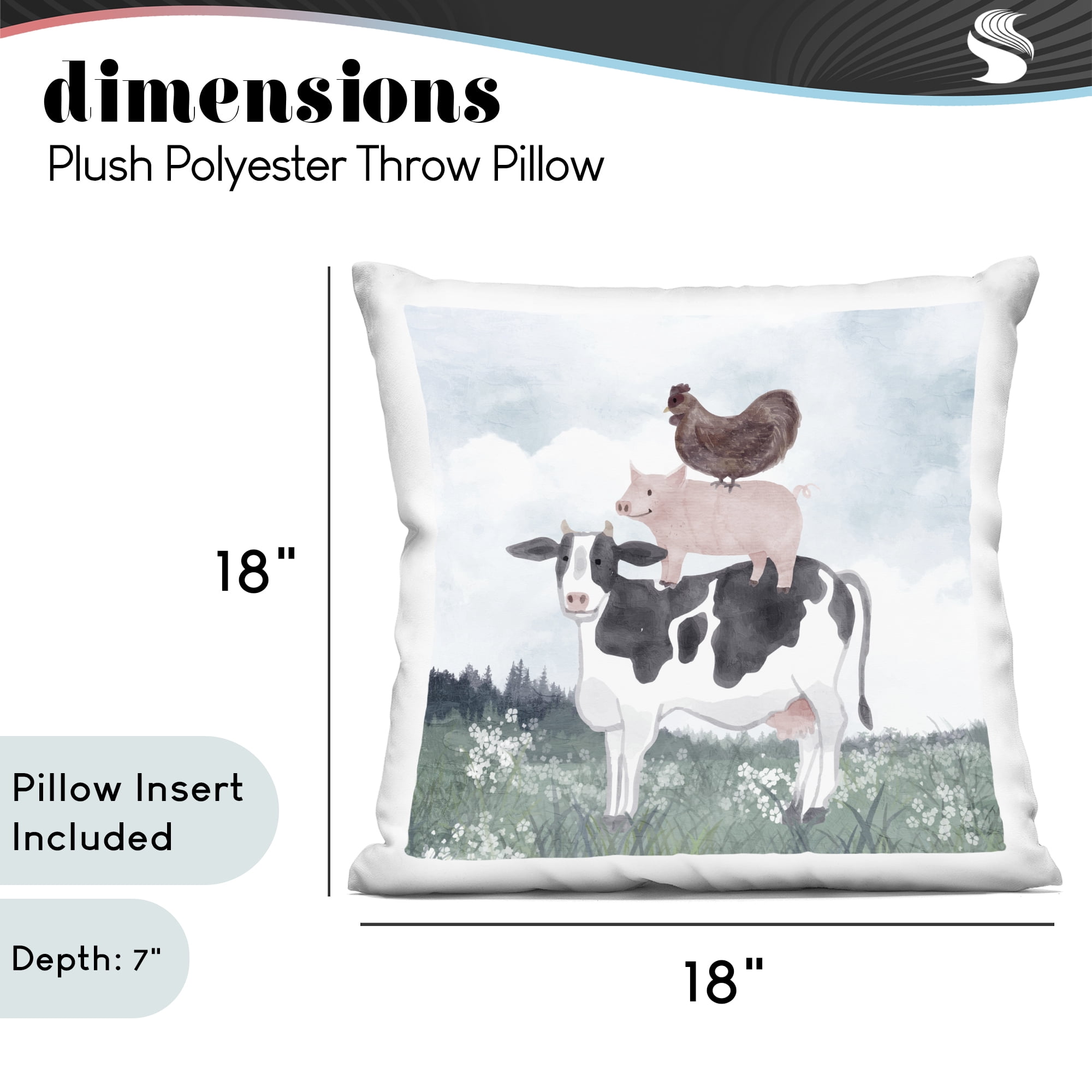 Stupell Industries Muted Stacked Farm Animals Decorative Printed Throw Pillow, design by Kim Allen, 18 x 7 x 18