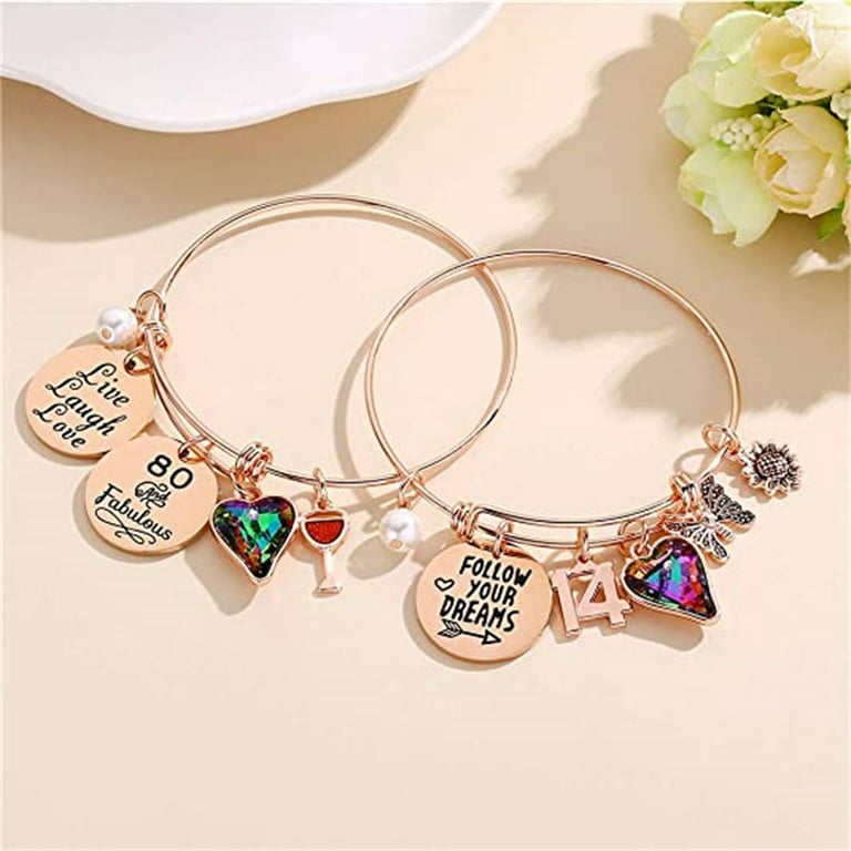 AUNOOL Birthday Gifts for 19 Year Old Girl 19th Birthday Gifts Charm  Bracelets for Teen Girls Daughter 19th Birthday Gifts for Girls