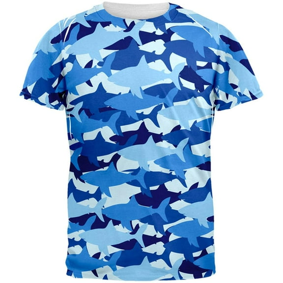 Shark Camo All Over Adult T-Shirt - 2X-Large