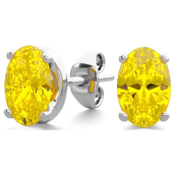 SuperJeweler 1 Carat Oval Shape Citrine Stud Earrings In Sterling Silver For Women