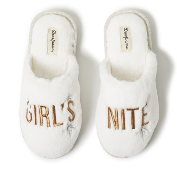 Dearfoams Women's Bridal Celebration Fuzzy Scuff House Slipper
