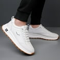 thumbnail image 4 of [Breathable Sneakers] Breathable White Men's Sneakers | Casual & Sporty, Non-Slip Soft Rubber Sole, Low-Top Design with Pull Tab, Comfortable Microfiber Upper for Casual Attire, 4 of 8