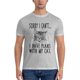 thumbnail image 1 of Camiseta negra para hombre camisa clásica de algodón ropa blanca lo siento no puedo tener aviones con mi gato, 1 of 7