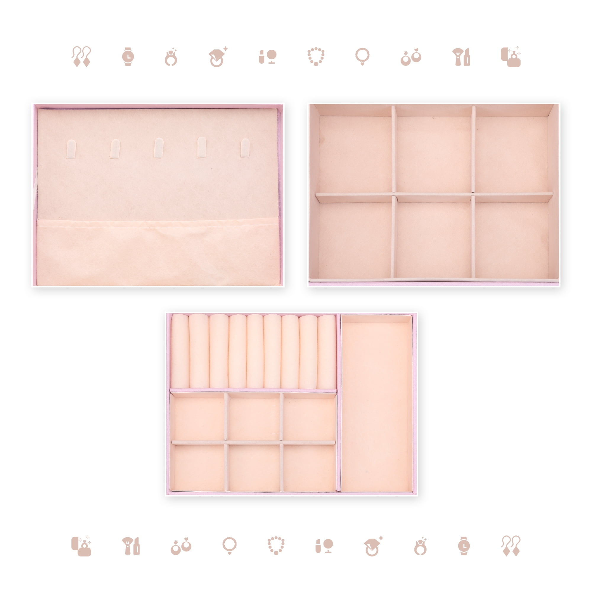 Unique Bargains Jewelry Box Small PU Leather Jewelry Organizer Case Storage Display Holder Pink