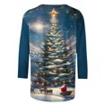 thumbnail image 4 of Darzheoy Christmas Womens Tops Fashion Solid Color Graphic Pullover Round Neck Fall Winter Sweatshirts Loose Mid-Length 3/4 Sleeve Printed Blouses, 4 of 5