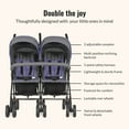 thumbnail image 3 of Dream On Me Volgo Twin Umbrella Stroller, Purple and Dark Grey, 3 of 9