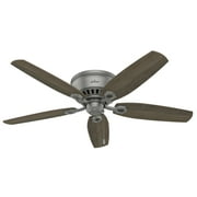 Hunter 52 inch Indoor Ceiling Fan with LED Lights - Ceiling Fan with Pull Chain, For Bedroom, Living Room, or Kitchen, Low Profile Mount, No Remote, 5 Blades - Builder 51113, Matte Silver