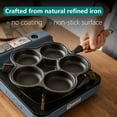 thumbnail image 2 of Cast Iron 5-Cup Egg Divider Skillet, Nonstick Divided Frying Pan with Wooden Handle, Breakfast Skillet Omelet Pan for Round Eggs, 2 of 11