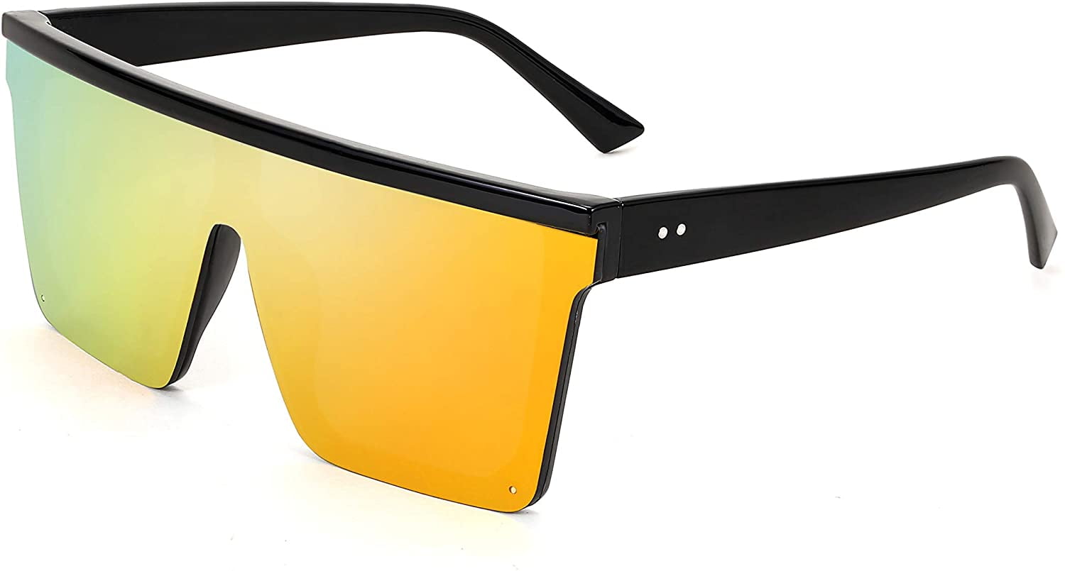 Oversized Fashion Sunglasses Unisex Flat Top Square Shield Shades UV 400 