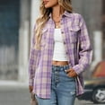 thumbnail image 2 of Towmus Womens Button Down Flannel Shirts Plus Size Fashion Long Sleeve Plaid Shackets Business Casual Blouse Tops, 2 of 8