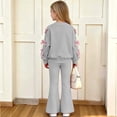 thumbnail image 4 of CYRBOKO Girls Long Sleeve Top and Flared Pants Sets, Stretchy Casual 2-Piece Pullover Kids Outfit Set Gray Size 10-12 T, 4 of 8
