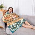thumbnail image 5 of Oversized Wearable Blanket Hoodie,Brown Ethnic Geometric Pattern Sherpa Blanket Hoodie with Super Pockets,Super Warm Fuzzy Pullover for Women & Men, 5 of 6