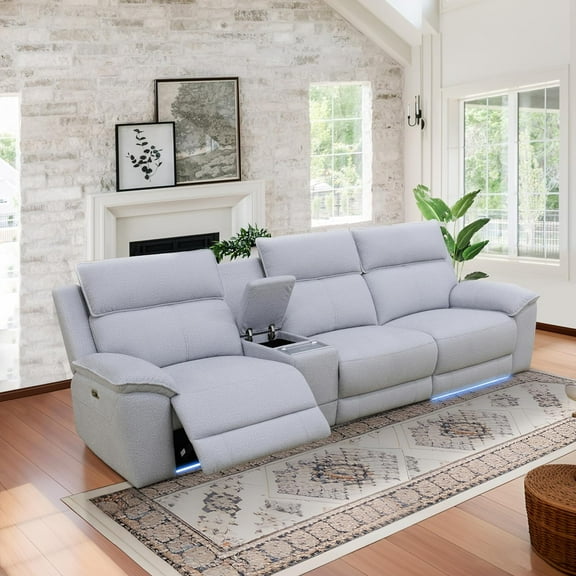 PonLiving Reclining Couch - Power Reclining Sofa with LED Couch Feature, Perfectly Designed for Living Room - Ultra Comfortable Fabric Reclining Sectional.