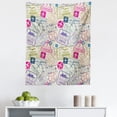 thumbnail image 1 of Airplane Tapestry, Passport and Visa Stamps Illustration of Toronto Hong Kong Berlin Print, Fabric Wall Hanging Decor for Bedroom Living Room Dorm, 5 Sizes, Eggshell and Pink, by Ambesonne, 1 of 1