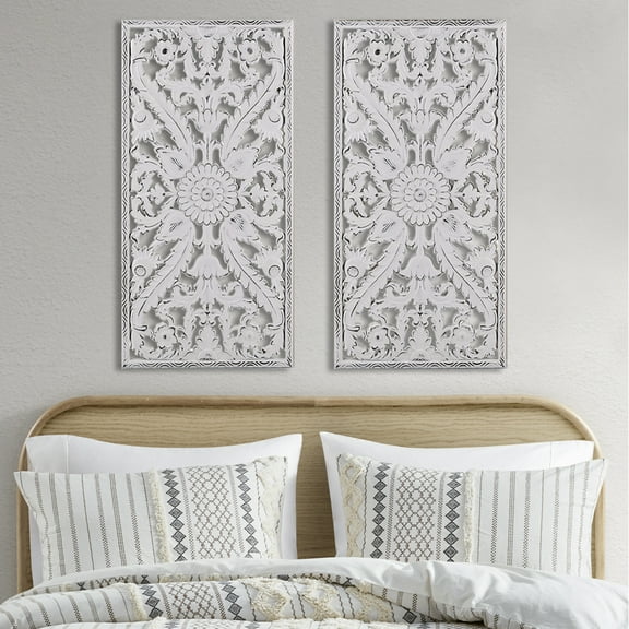 MAYEERTY 2-Piece Carved Wood Wall Decor Set