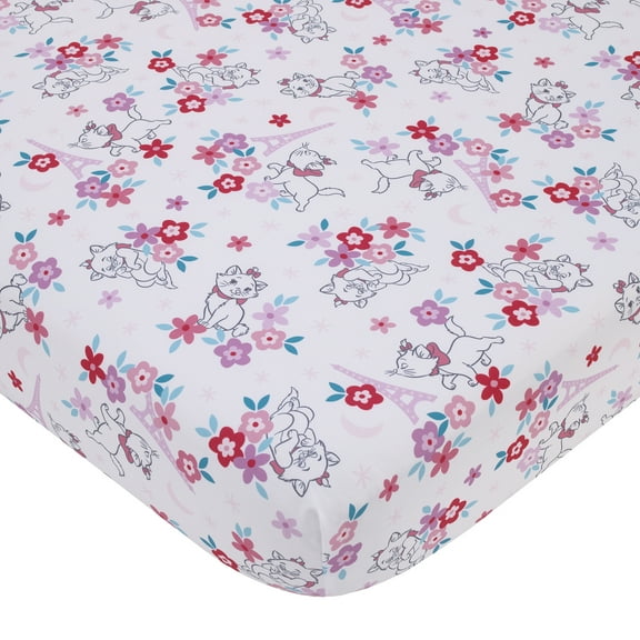 Disney Aristocats Pink and White Marie Fitted Crib Sheet