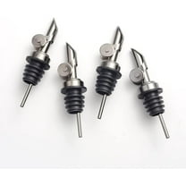 4 Pack Olive Oil Bottle Spout, 304 Stainless Steel Liquor Bottle Pourers for Alcohol Balsamic Vinegar, Auto Flip Top No-drip Olive Oil Dispenser for Kitchen Pours Liquor (Silver - 4Pack)