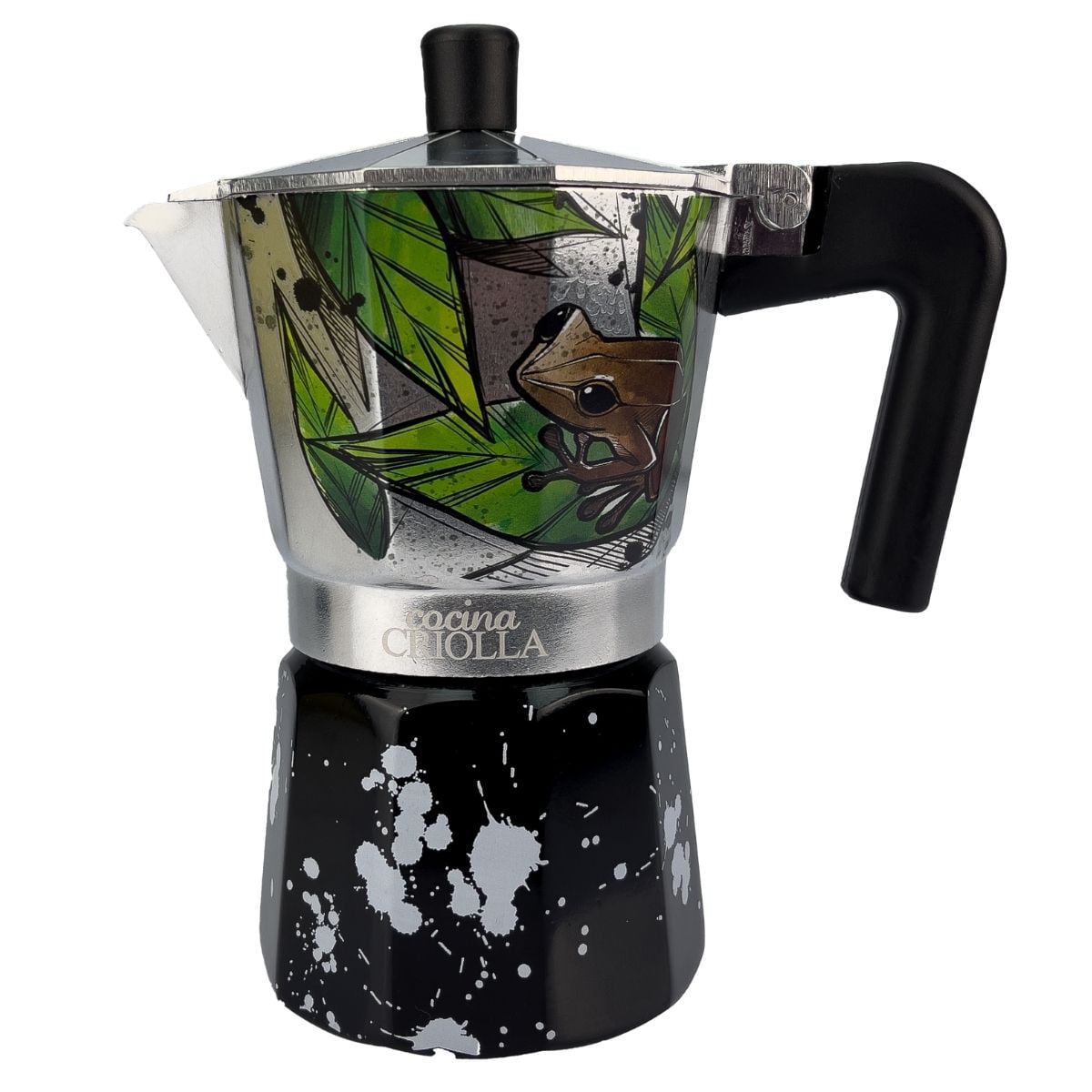 Puerto Rican Artists Edition Espresso Maker Aluminum StoveTop 6 Cup Coffee  Maker with 4oz Cafe Oro Ground Coffee Sample (Maga Flower/Coqui) 