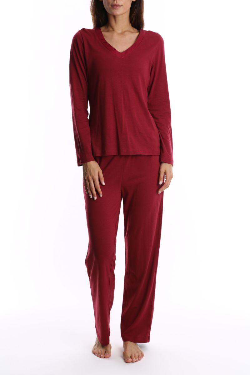 Blis Women's and Women's Plus Sleep Long Sleeve Satin Trim Pajama Pant