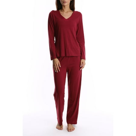

Blis Women s and Women s Plus Sleep Long Sleeve Satin Trim Pajama Pant Set
