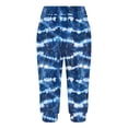 thumbnail image 4 of Casual Capri Pants Women Summer Athletic Tie Dye Print Elastic Waist Sweatpants with Pocket Joggers Fashion Bottoms, Blue, L, 4 of 7