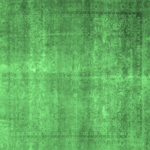 Ahgly Company Indoor Square Persian Emerald Green Traditional Area Rugs, 3' Square