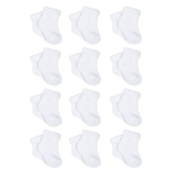 Gerber Baby Neutral 12pc Terry Socks, Sizes (Newborn-9 Months)