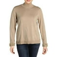 thumbnail image 2 of Calvin Klein Womens Metallic Ruffle Sleeves Mock Sweater;XL, 2 of 2