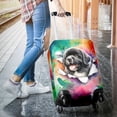 thumbnail image 3 of Funny Watercolor Adorable Newfoundland Peeking Through Torn Paper Effect Travel Luggage Cover Newfie Dog Lover Gifts Suitcase Dust Protective Decor - 00026, 3 of 5