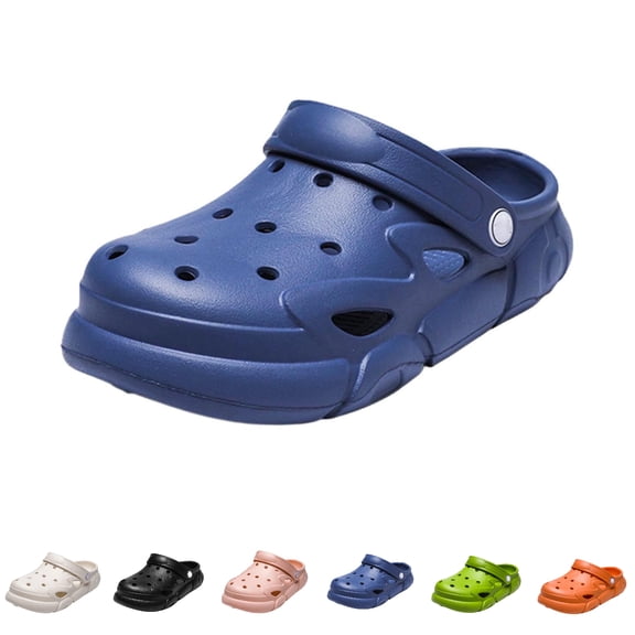 GPOECD Girls Clogs Slippers for Everyday Comfort Outdoor Open Toe Sandal Style Footwear with Sole for Play and School Kids Slippers 4-12Y 02_Blue,10-10.5 Years