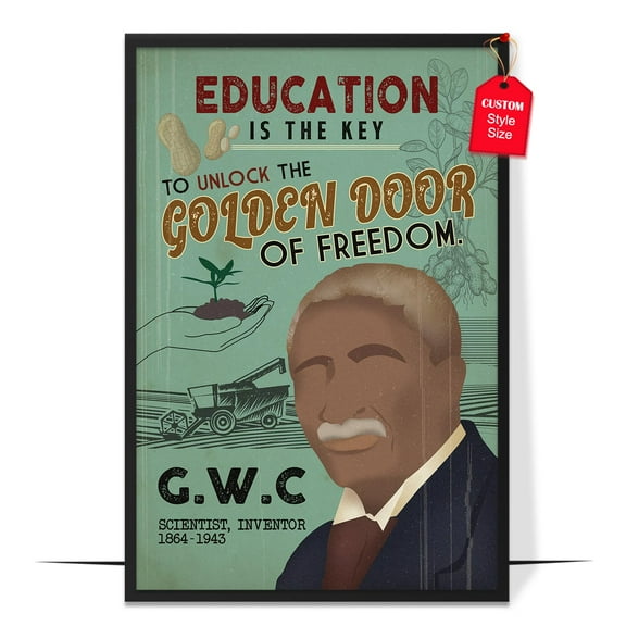 LOLUIS Inspirational Quotes Wall Art, Science Education Print Decor for Classroom Bulletin Board Office, Black Scientist Poster (George Washington Carver, Unframed 11"x17")
