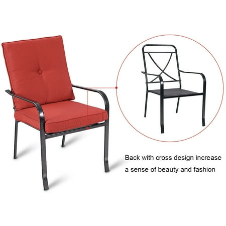 Costway Set Of 4 Patio Garden Chairs Steel Frame Outdoor Furniture Patio Garden Chairs Steel Frame