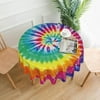 Rainbow Tie Dye Tablecloth Round Watercolor Spiral Table Cloths 60 Inch Waterproof Table Cover for Kitchen Dining Party Heat Resistant Tablecloths Tabletop Decorations