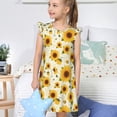 thumbnail image 4 of Fotbe European-style Pattern Sunflower A Vestido de Dormir para Niñas de 3 a 10 Años, Mangas Cortas, Estilo Princesa, Pijama Camisón con Mangas Voladas-Large, 4 of 6